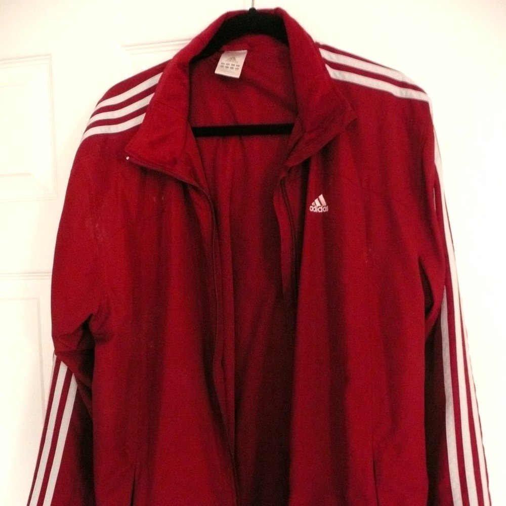 vintage adidas teniis, activewear jacket red size L